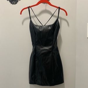 Faux leather corset back mini dress